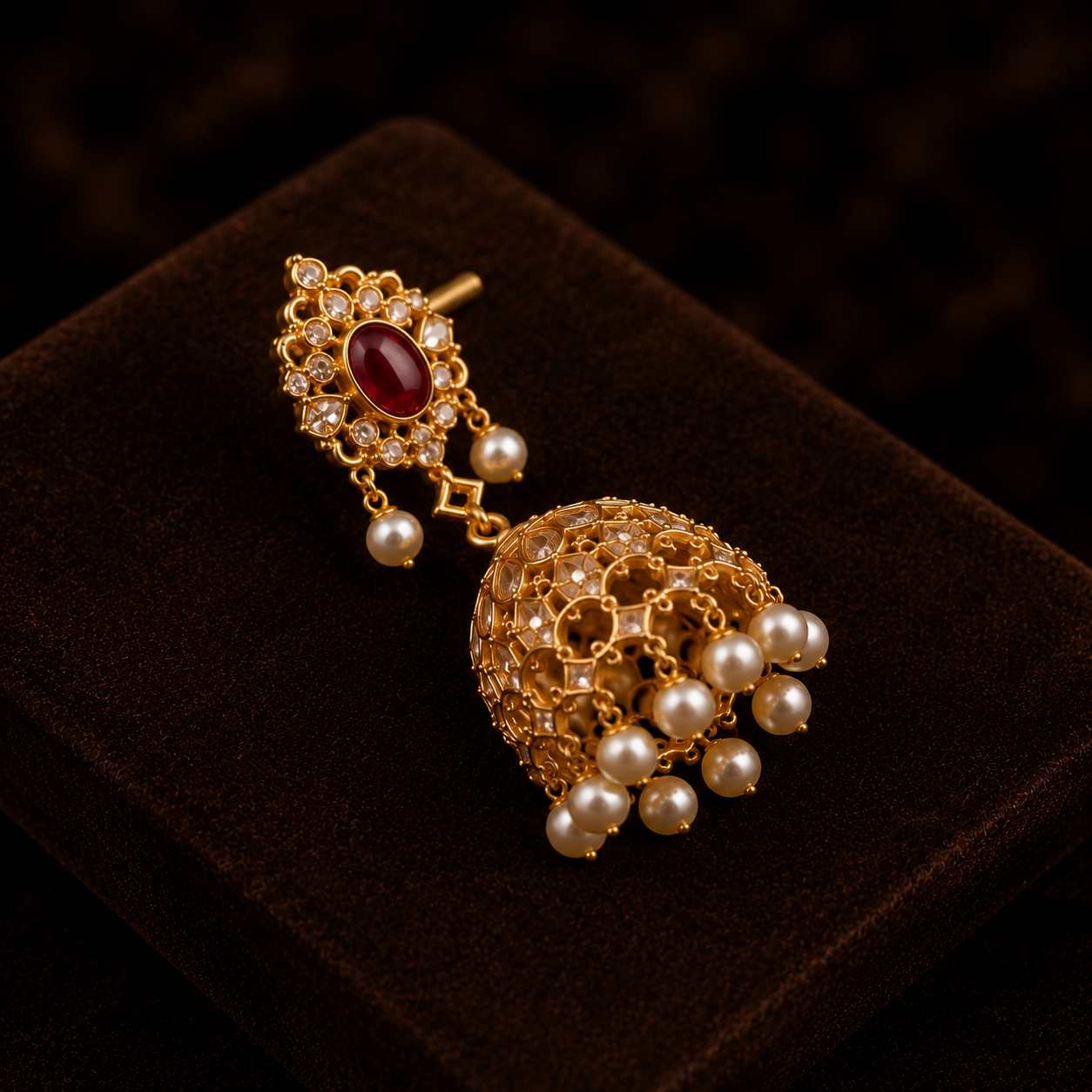 Royal Gold Plated Kundan Jhumka Earrings
