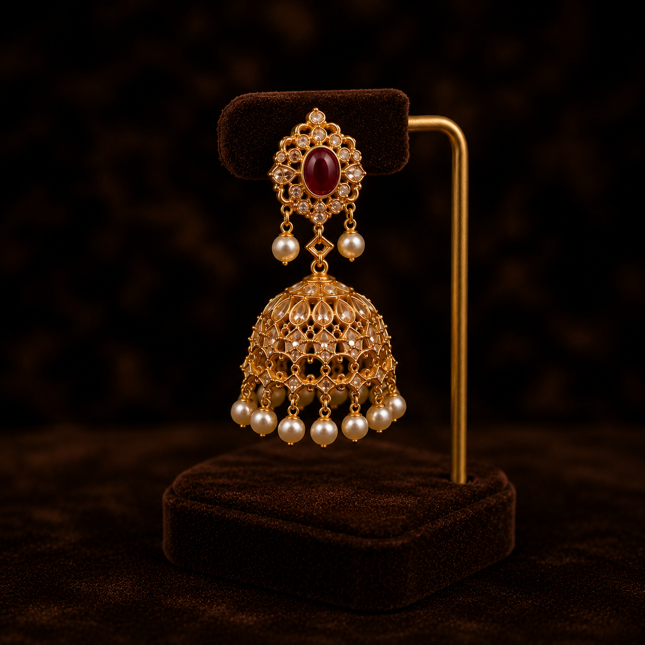 Royal Gold Plated Kundan Jhumka Earrings