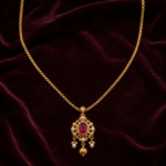 Royal Ruby Pearl Pendant Gold Chain Necklace