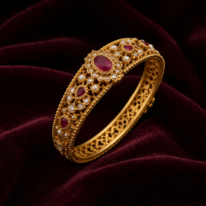 Royal Ruby Heritage Gold-Plated Designer Bangle