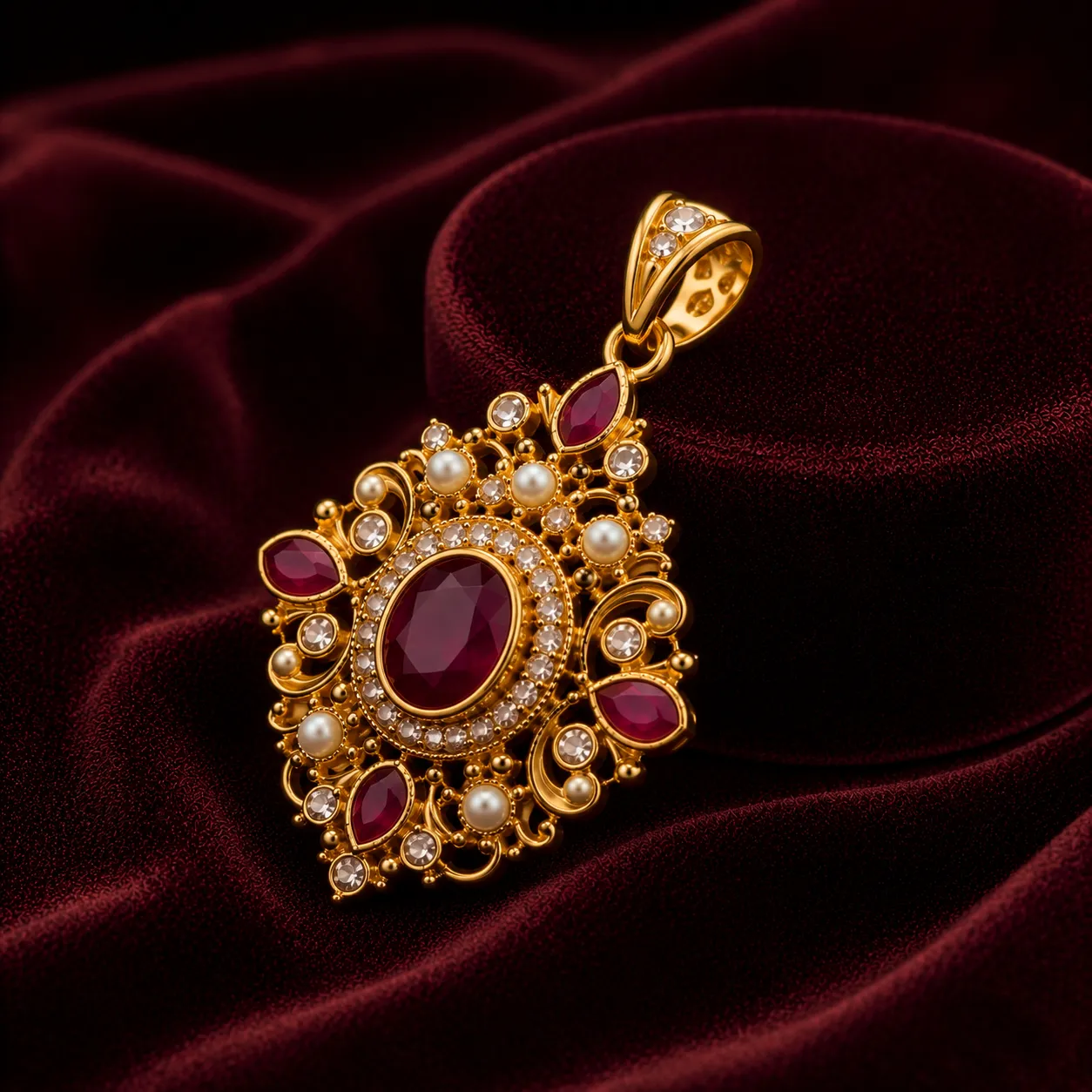 Royal Ruby Heritage Gold Plated Pendant