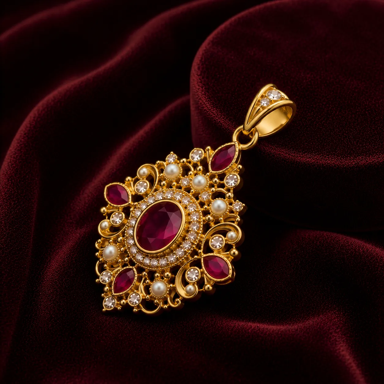 Royal Ruby Heritage Gold Plated Pendant