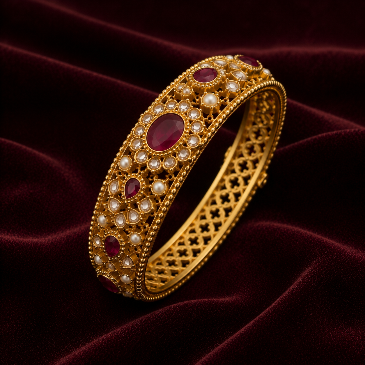 Royal Ruby Heritage Gold-Plated Designer Bangle