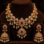 Royal Ruby Pearl Bridal Necklace Set