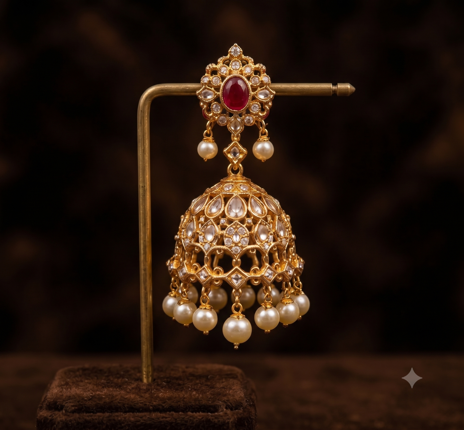 Royal Ruby Pearl Bridal Necklace Set