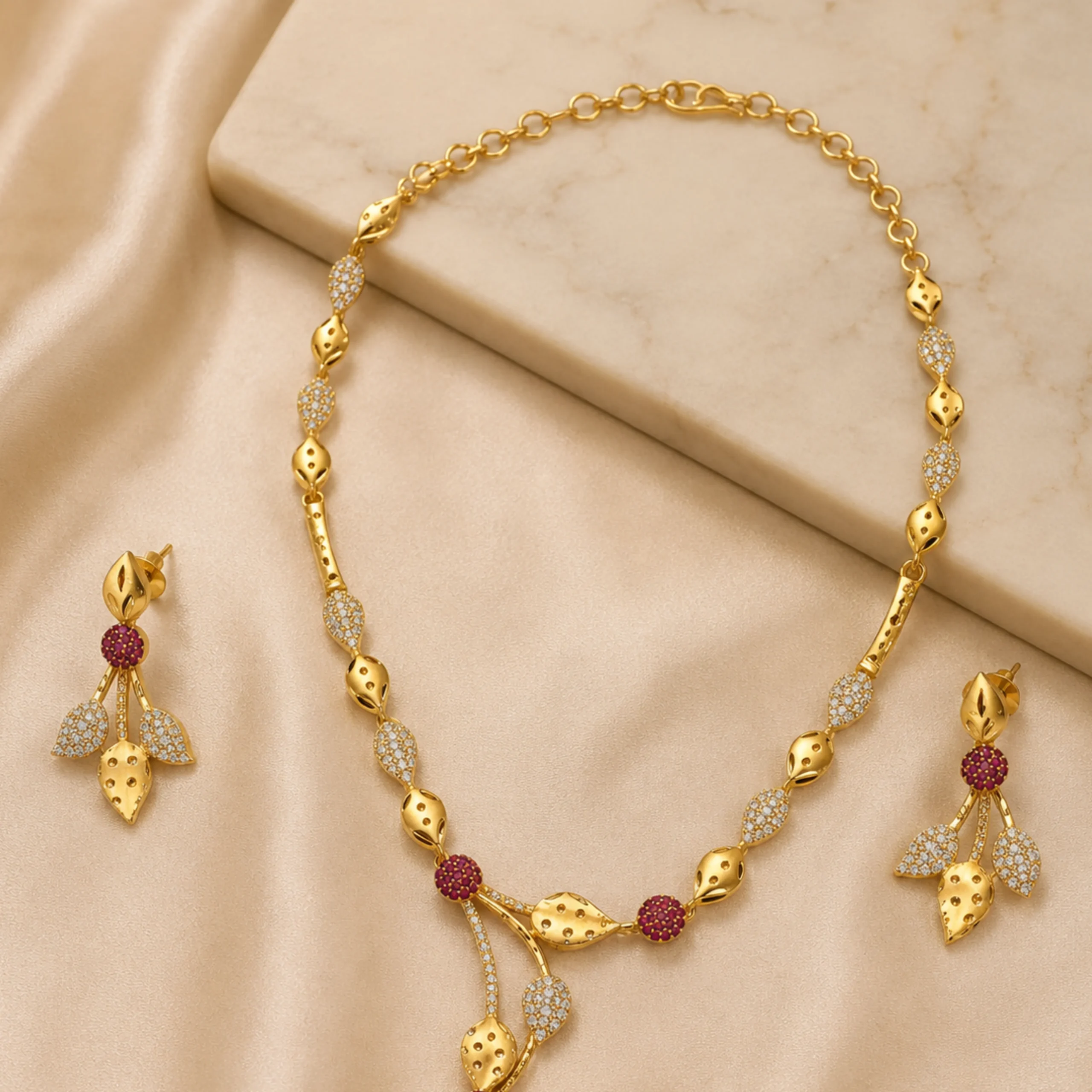 Designer 1GM Gold Coated Necklace Set for Women | 22K Gold Look | Royal Jewellery